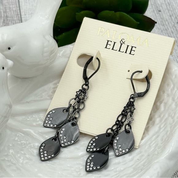 Paloma & Ellie Nordstrom Gun Metal Leaf Dangle Earrings - Picture 1 of 3